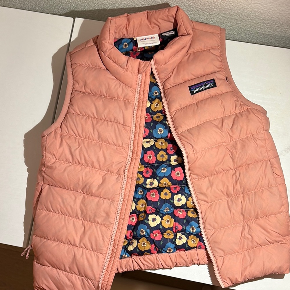 Patagonia Coral Puffer Vest with Floral Lining